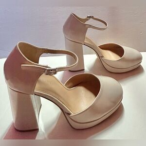 MADDEN GIRL Unaa Two Piece Block Heel Platform Ankle Strap 4” Pumps